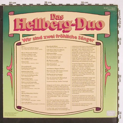 Hellberg-Duo: Wir sind zwei fröhliche Sänger, Ariola(40 872 4), D, Club Ed, 1984 - LP - V2585 - 5,00 Euro
