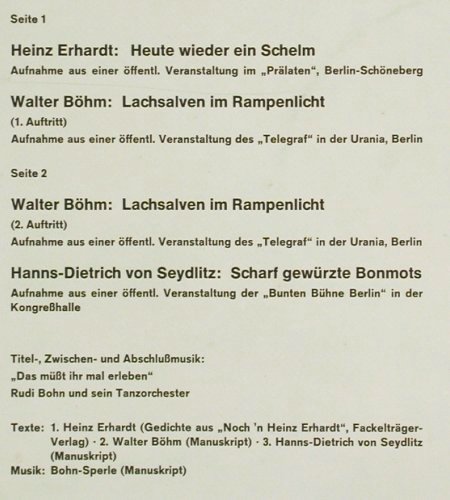 V.A.Humoris Causa: Die große Lachparade No.3, Telefunken (SLE 14 424-P), D Typ: LP Best.-Nr.: V2662 Preis: 6,00 Euro
