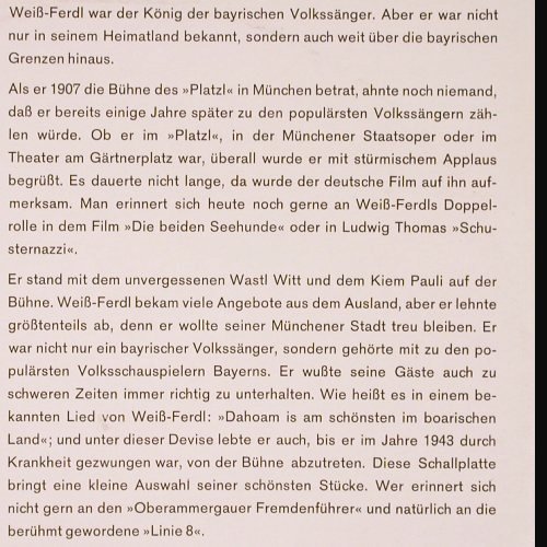 Weiss Ferdl: Weiß Ferdl's Linie 8, Sonderauflage, Ariola (53 030), D, Mono, 1964 Typ: 10" Best.-Nr.: V2712 Preis: 7,50 Euro
