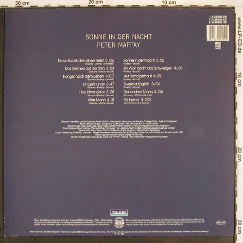 Maffay,Peter: Sonne in der Nacht (Cover Helnwein), Teldec(6.26200 AS), D, 1985 - LP - V293 - 6,00 Euro