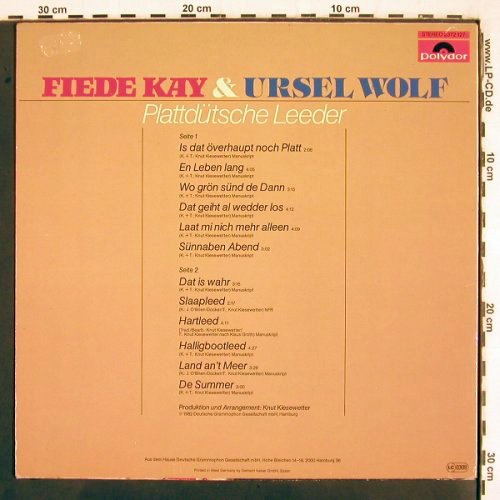 Fiede Kay & Ursel Wolf: Plattdütsche Leeder, Polydor(2373 127), D, 1982 - LP - V2950 - 7,50 Euro