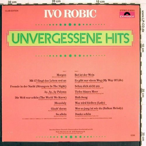 Robic,Ivo: Unvergessene Hits, Club Edition, Polydor(31 909 5), D,  - LP - V300 - 5,00 Euro