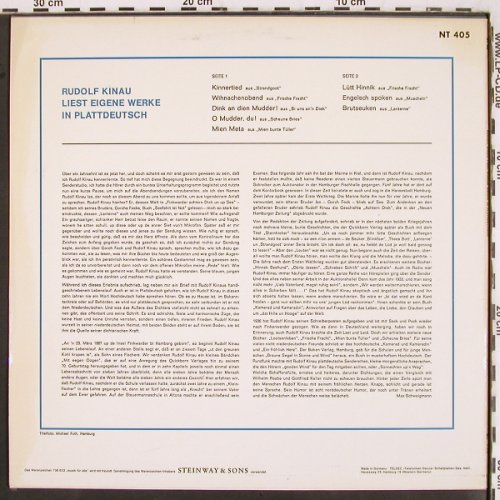 Kinau,Rudolf: Hör Mal'n Beten To, Label signiert, Telefunken (NT 405), D, vg+/m- Typ: LP Best.-Nr.: V3012 Preis: 9,00 Euro
