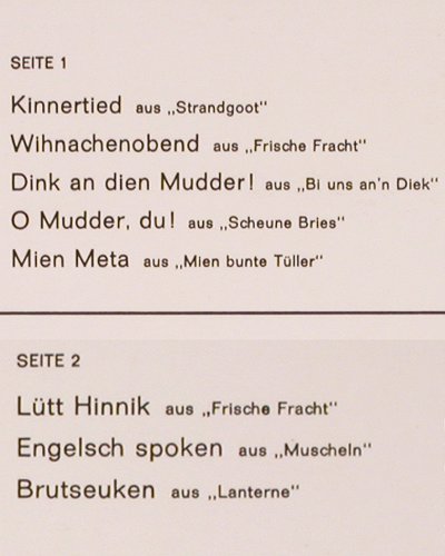 Kinau,Rudolf: Hör Mal'n Beten To, Label signiert, Telefunken (NT 405), D, vg+/m- Typ: LP Best.-Nr.: V3012 Preis: 9,00 Euro