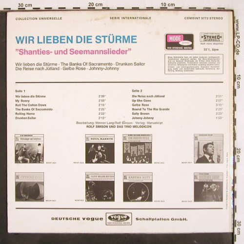 Simson,Rolf & d. Trio Melodicon: Wir lieben die Stürme, Vogue Mode Serie (CDMDINT 9772), D Typ: LP Best.-Nr.: V3542 Preis: 12,50 Euro