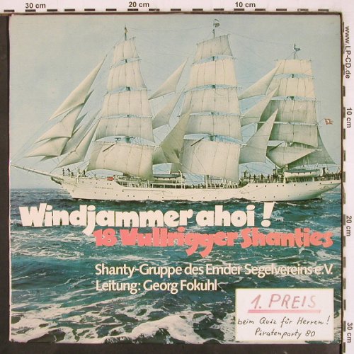 Shanty-Gruppe d. Emder Segelvereins: Windjammer Ahoi !,Sticker on Cover, Telefunken (NT 884), D, 1974 Typ: LP Best.-Nr.: V3546 Preis: 6,00 Euro