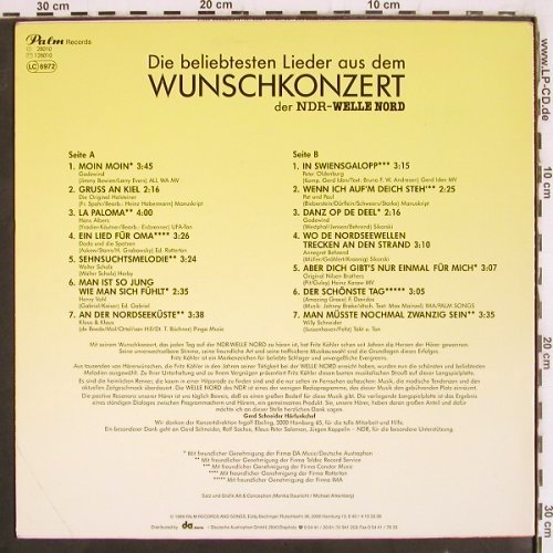 V.A.Wunschkonzert d. NDR-Welle Nord: Die beliebtesten Lieder a.d.Wunschk, Palm Records (28 010), D, woc, 1989 Typ: LP Best.-Nr.: V3853 Preis: 7,50 Euro