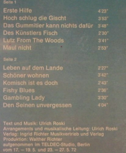 Roski,Ulrich: Erste Hilfe, Foc, Musterplatte, Telefunken(SLE 14 667-P), D, 1972 - LP - V394 - 6,00 Euro
