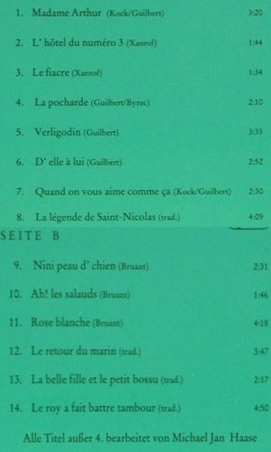 Thomas,Angelika: singt Chansons von Yvette Guilbert, Happy Valley / NDR 1 (831 476), D, 1990 Typ: LP Best.-Nr.: V438 Preis: 7,50 Euro