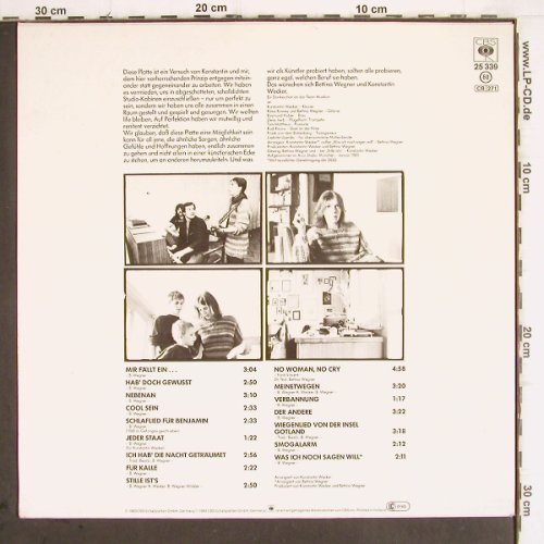 Wegner,Bettina: Weine nicht, aber schrei, CBS (25 339), D, 1983 Typ: LP Best.-Nr.: V520 Preis: 6,00 Euro