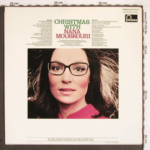 Mouskouri,Nana: Christmas with, Fontana(6312 033), NL, 1972 - LP - V536 - 6,00 Euro