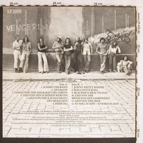 Schmetterlinge: Lieder fürs Leben, Antagon (LP 3205), D, 1975 Typ: LP Best.-Nr.: V598 Preis: 6,00 Euro