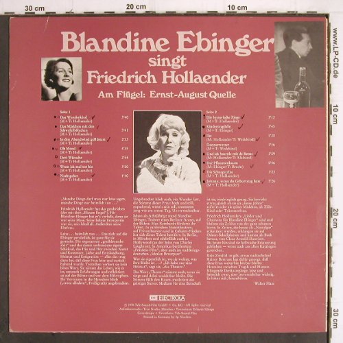 Ebinger,Blandine: singt Friedrich Hollaender, m-/vg+, EMI/Columbia(C 062-29 620), D,woc,stoc, 1976 - LP - V5 - 7,50 Euro