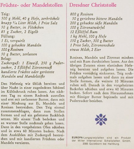 V.A.Weihnachten zuhause: Der Schleswiger Domchor..., Europa (E 349), D, 1974 Typ: LP Best.-Nr.: V7396 Preis: 5,00 Euro.