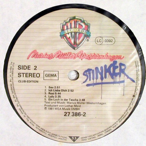 M&uuml;ller-Westernhagen,Marius: Stinker, Club Ed., WB (27 386-2), D, 1981 Typ: LP Best.-Nr.: V7421 Preis: 5,00 Euro.