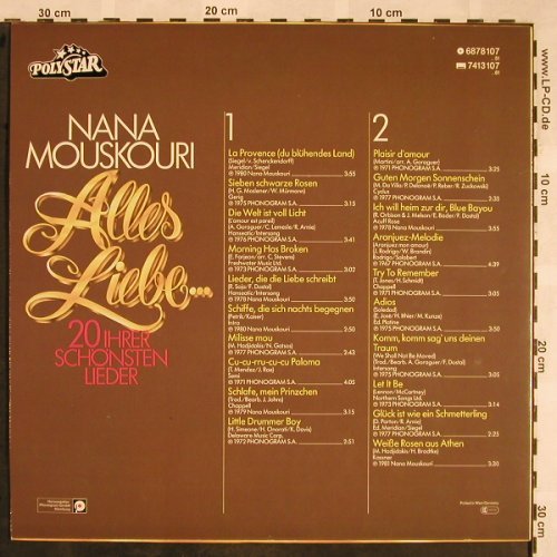 Mouskouri,Nana: Alles Liebe...20 Ihrer Schön.Lieder, Polystar(6878 107), D,  - LP - X1343 - 5,00 Euro