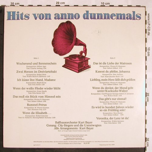 Beyer Ballhausorch.,Kurt: Hits von anno dunnemals, Amiga(8 55 534), DDR, 1977 - LP - X1352 - 5,00 Euro
