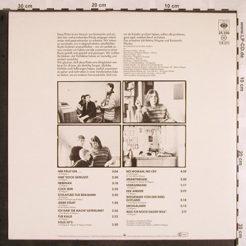 Wegner,Bettina: Weine nicht, aber schrei, m-/vg+, CBS(25 339), D, 1983 - LP - X1400 - 9,00 Euro