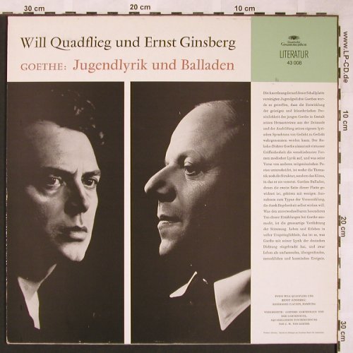 Quadflieg,Will & E.Ginsberg: J.W.Goethe:Jugendlyrik & Balladen, Deutsche Gramophon(43 008), D,  - LP - X1560 - 7,50 Euro