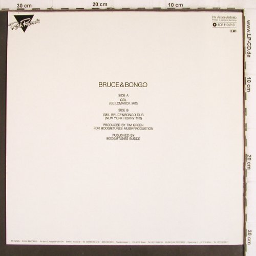 Bruce & Bongo: Geil(Geilomatick Mix)+1, Rush Records(608 119-213), D, 1986 - 12inch - X2320 - 3,00 Euro