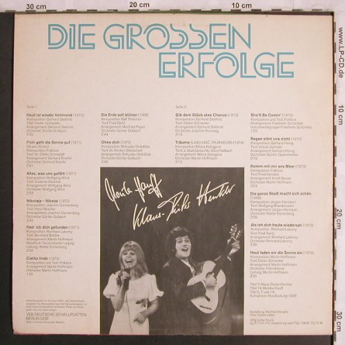 Hauff,Monika & Klaus-Dieter Henkler: Die grossen Erfolge, Amiga(8 55 453), DDR, 1975 - LP - X4026 - 9,00 Euro