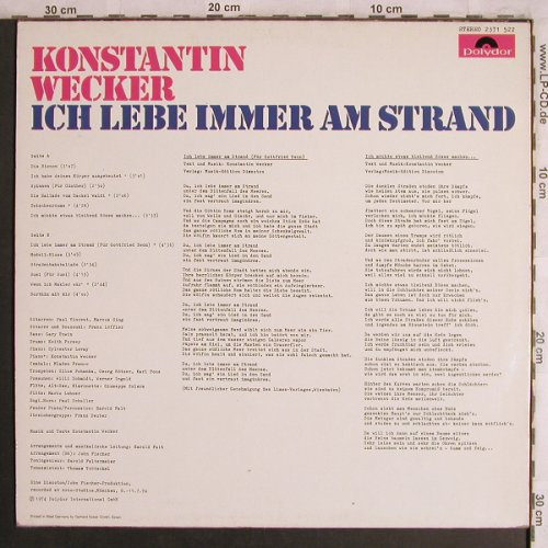 Wecker,Konstantin: Ich lebe immer am Strand, Polydor (2371 522), D, 1974 Typ: LP Best.-Nr.: X4467 Preis: 6,00 Euro