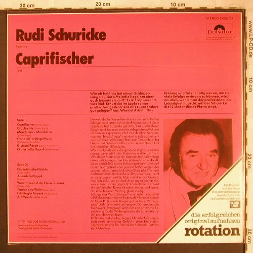 Schuricke,Rudi: Caprifischer, Polydor Rotation (2428 122), D,Ri(1964) Typ: LP Best.-Nr.: X4740 Preis: 5,50 Euro
