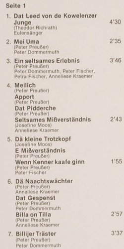 V.A.Kowelenzer Steckelcher: Lieder Gedichte Prosa, Foc, Sparkasse Koblenz(DB 1/78), D, 1978 - LP - X4995 - 7,50 Euro