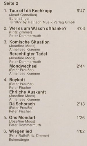 V.A.Kowelenzer Steckelcher: Lieder Gedichte Prosa, Foc, Sparkasse Koblenz(DB 1/78), D, 1978 - LP - X4995 - 7,50 Euro