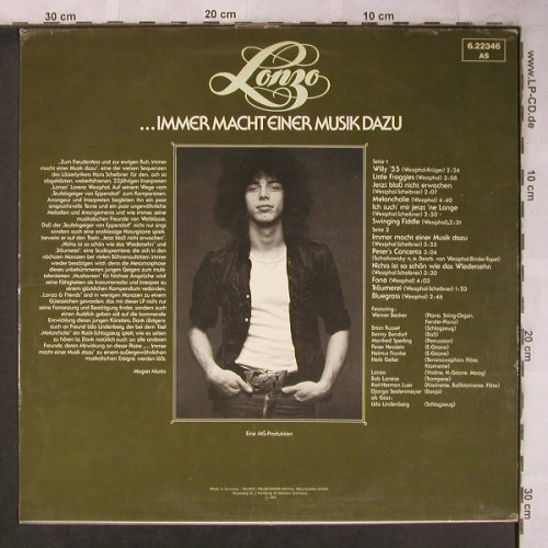 Lonzo: ...immer macht einer Musik dazu, Telefunken(6.22346 AS), D, m-/vg+, 1975 - LP - X5087 - 7,50 Euro