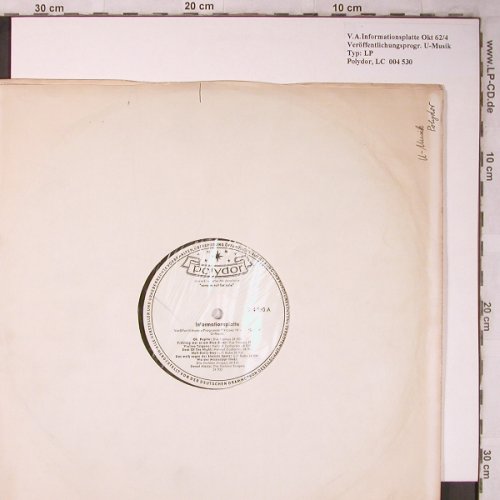 V.A.Informationsplatte Okt 62/4: Veröffentlichungsprogr. U-Musik, Polydor,VG---(004 530), D,NoCover, 1962 - LP - X5163 - 6,00 Euro