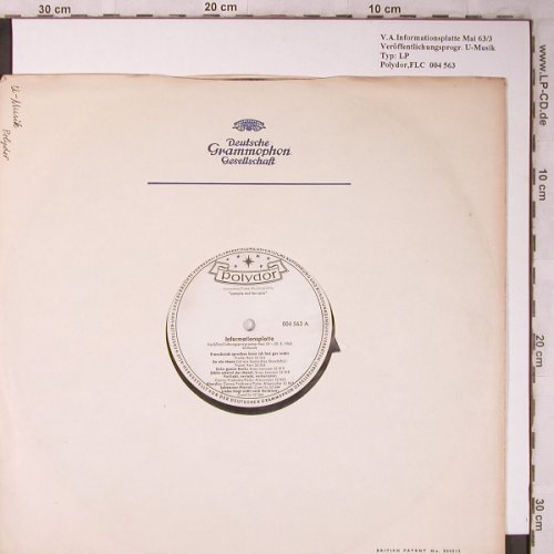 V.A.Informationsplatte Mai 63/3: Veröffentlichungsprogr. U-Musik, Polydor, VG-(004 563), D,NoCover, 1963 - LP - X5165 - 6,00 Euro