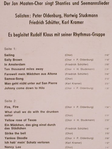 Maaten-Chor,Jan singt Shanties...: Auf Hoher See, Europa(E 145), D,  - LP - X5366 - 6,00 Euro