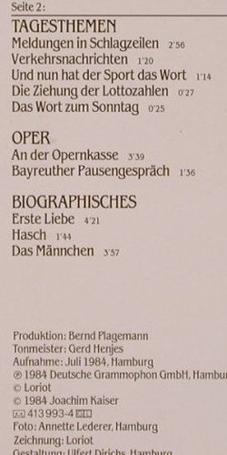 Loriot & Evelym Hamann: Liebesbriefe Kochrezepte und..., D.Gr.(413 993-1), D, 1984 - LP - X5449 - 5,00 Euro