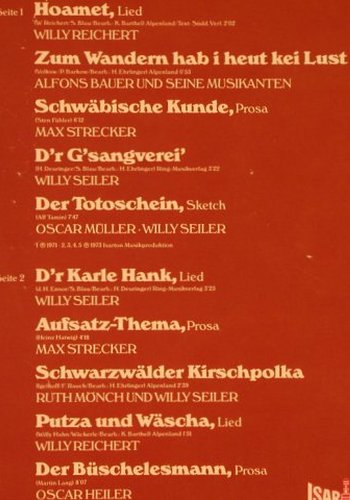 Reichert,Willy  u.d.sieben Schwaben: Lieder u.Geschichten a.d.Schwabenl., Polydor(2664 170), D,  - 2LP - X5501 - 7,50 Euro