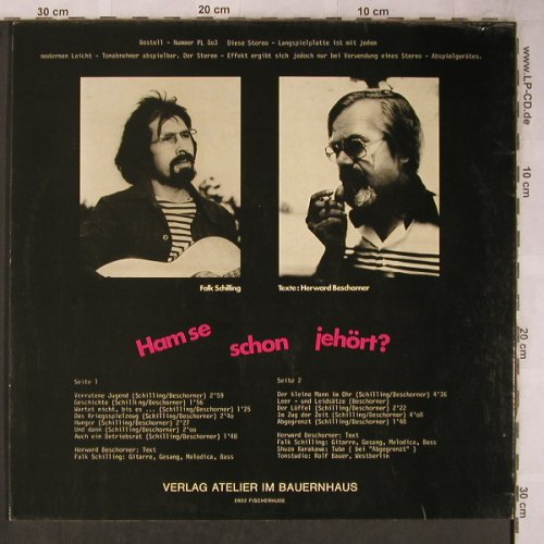 Schilling,Falk / Herward Beschorner: Ham se schon jehört ?, m-/vg+, Atelier im Bauernhaus (PL 503), D Typ: LP Best.-Nr.: X5761 Preis: 12,50 Euro
