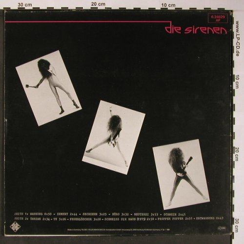 von Schwert,Gepard & die Sirenen: Same, ex Lindenberg, m-/vg+, Telefunken (6.24629 AP), D+Bookl., 1981 Typ: LP Best.-Nr.: X5799 Preis: 40,00 Euro