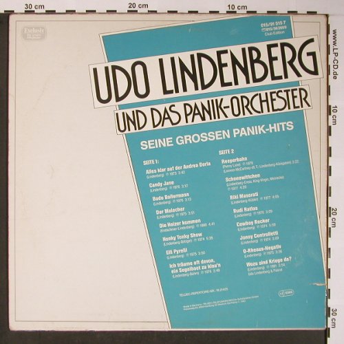Lindenberg,Udo & Panik Orch.: Seine Grossen Panik-Hits,VG--/VG+, Telefunken,Club Ed.(015/91 515 7), D,bad Cond, 1982 - LP - X5802 - 12,50 Euro
