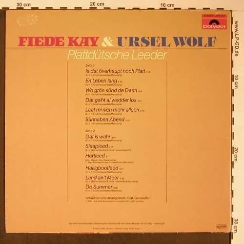 Fiede Kay & Ursel Wolf: Plattdütsche Leeder, m-/VG+, Polydor(2373 127), D, 1982 - LP - X5872 - 5,00 Euro