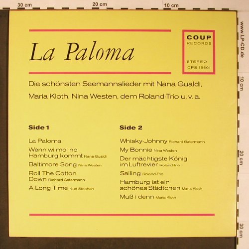 V.A.La Paloma-d.schön.Seemannsliede: Nana Gualdi,Maria Kloth,Nina Westen, Coup Special(CPS 15601), D,  - LP - X6018 - 7,50 Euro