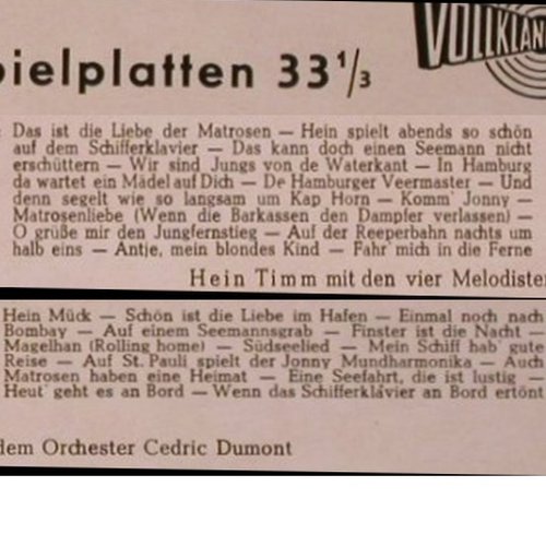 Timm,Hein: Aus der Seemannskiste, vg+/vg+, Austroton (LPV 122), D Typ: 10" Best.-Nr.: X6074 Preis: 9,00 Euro