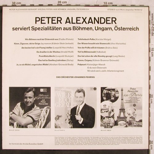 Alexander,Peter: serviert Spezialitäten aus Böhmen, Ariola(76 425 IU), D,  - LP - X612 - 7,50 Euro