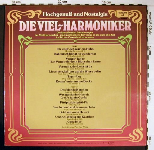 Viel-Harmoniker: Hochgenuß und Nostalgie, Teldec/Prom (6.22908 AS), D, 1976 Typ: LP Best.-Nr.: X6266 Preis: 7,50 Euro