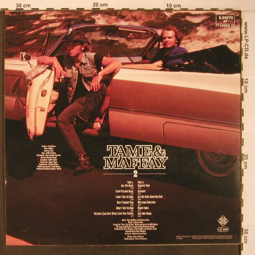 Tame & Maffay: 2, Telefunken (6.24070 AT), D, 1979 Typ: LP Best.-Nr.: X6996 Preis: 7,50 Euro