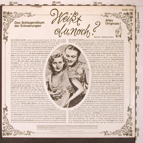 V.A.Weißt Du Noch?: Schuricke, Harvey,Fritsch...26 Tr., HörZu (HZE 106), D,spoken Typ: LP Best.-Nr.: X7005 Preis: 12,50 Euro