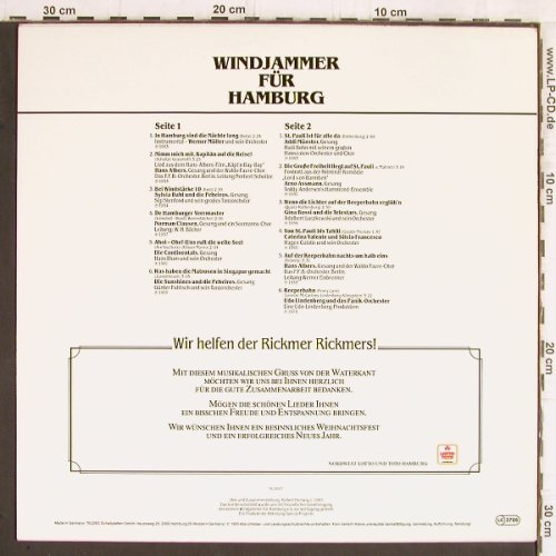 V.A.Windjammer für Hamburg: Werner Mller...Lindenberg, 12 Tr., Teldec / Lotto-Toto(16.25037), D, 1985 - LP - X8236 - 7,50 Euro