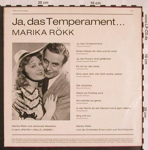 Rökk,Marika: Ja, das Temperament, m-/vg+, CBS, Sondraufl.(60354 P10), D,Mono,  - 10inch - X832 - 12,50 Euro
