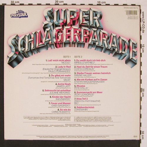 V.A.Super Schlagerparade: Nicole...Leinemann, 16 Tr., Polystar (819 729-1), D, 1986 Typ: LP Best.-Nr.: X8662 Preis: 5,00 Euro