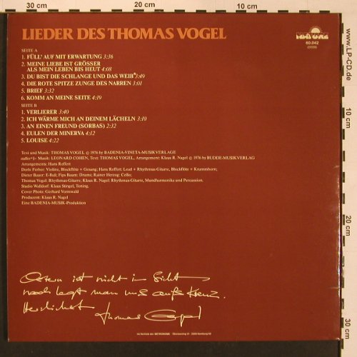 Vogel,Thomas: Lieder des, Foc, Nature(60.042), D, 1977 - LP - X8738 - 6,00 Euro