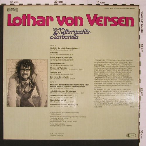 von Versen,Lothar: Die Mitternachts-Barbarella, Intercord (INT 160.082), D, 1977 Typ: LP Best.-Nr.: X8894 Preis: 7,50 Euro